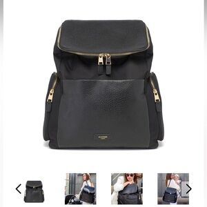 Storksak Alyssa Black & Gold with leather diaper bag